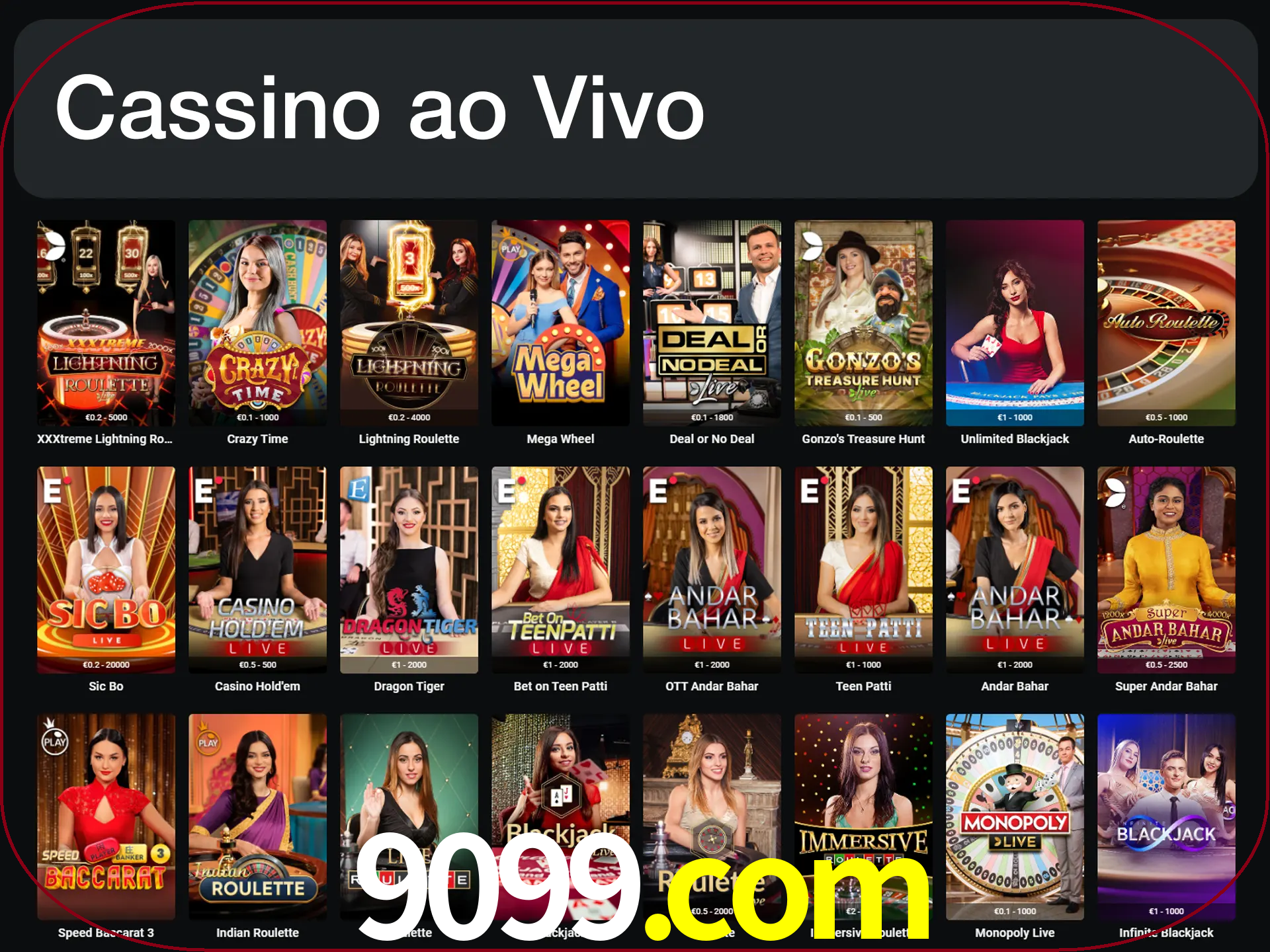 Jogue jogos de cassino com um verdadeiro dealer.