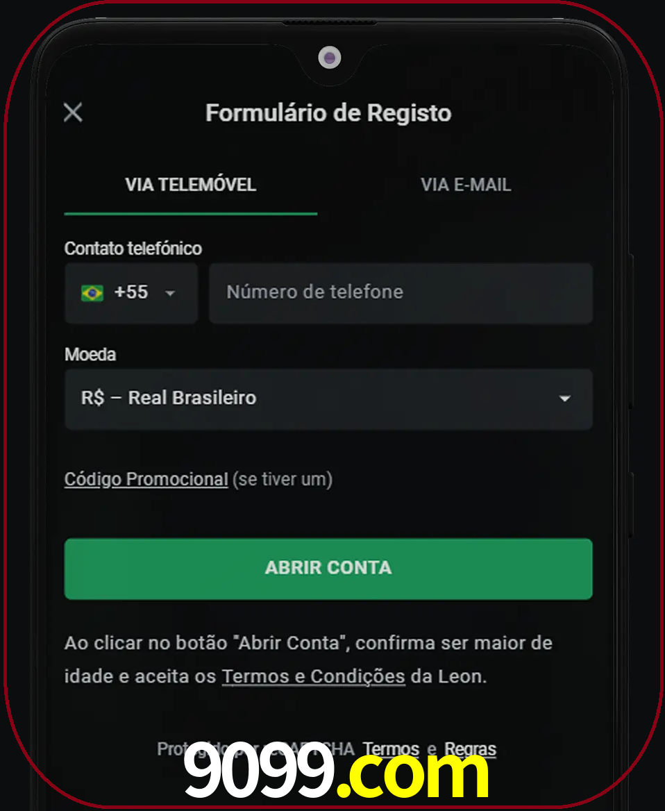 Abra o aplicativo e inicie o processo de registro.