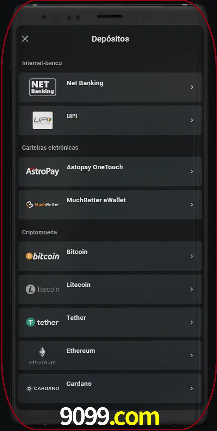 Você pode usar métodos alternativos de depósito.